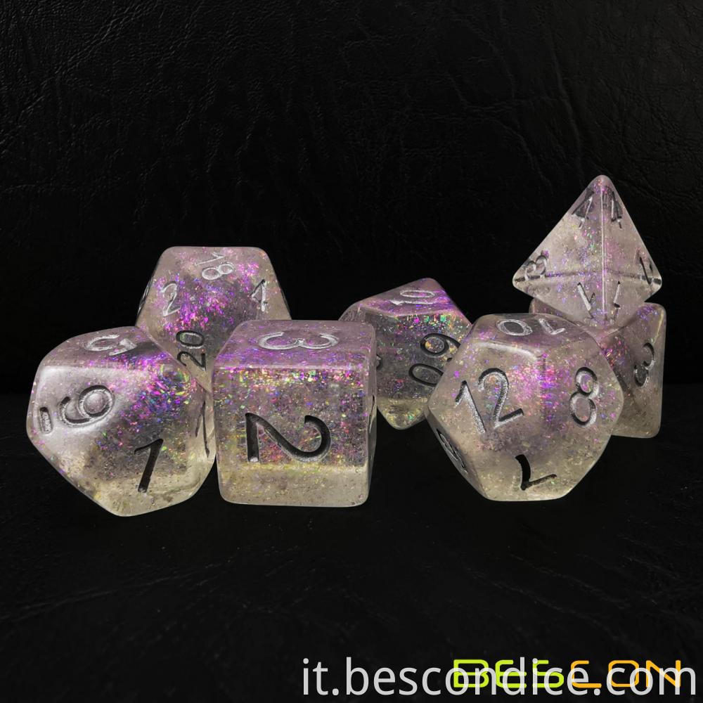 Shimmery Polyhedral Dice Set Silver Purple 1